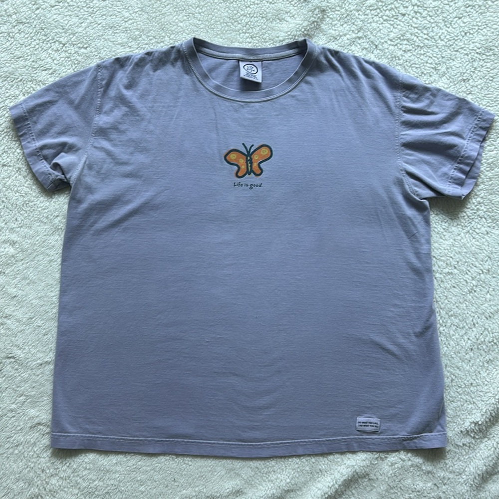 Life Is Good XL Purple Tee Shirt - Butterfly